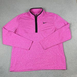 Nike Shirt Mens Large Heather Pink Polyester Stretch 1/4 Zip Dri-Fit Pullover